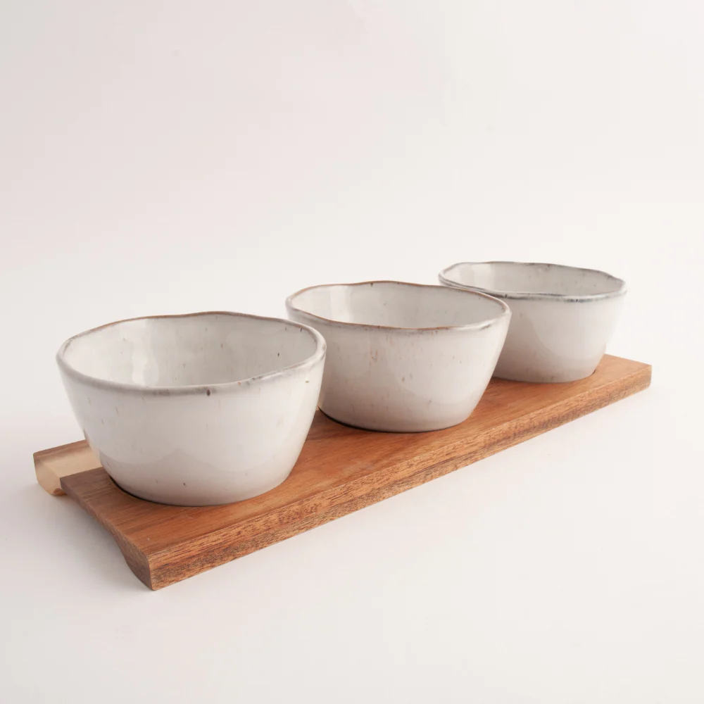 K&Co Ecru Home 3 Bowl Serve Tray - Image 2
