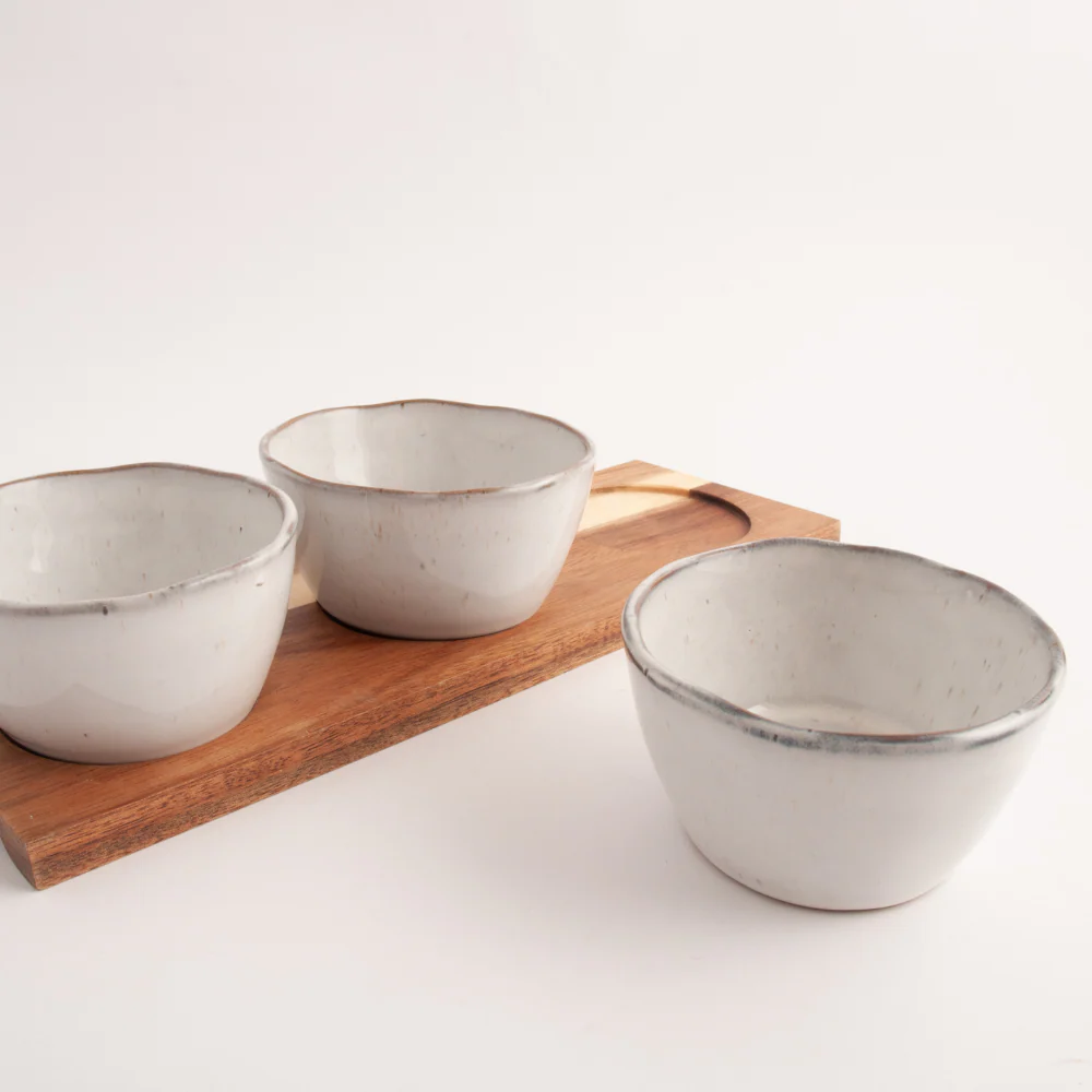 K&Co Ecru Home 3 Bowl Serve Tray - Image 3