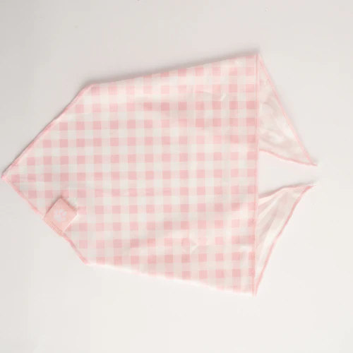 Pet Bandana - PINK GINGHAM - Image 2