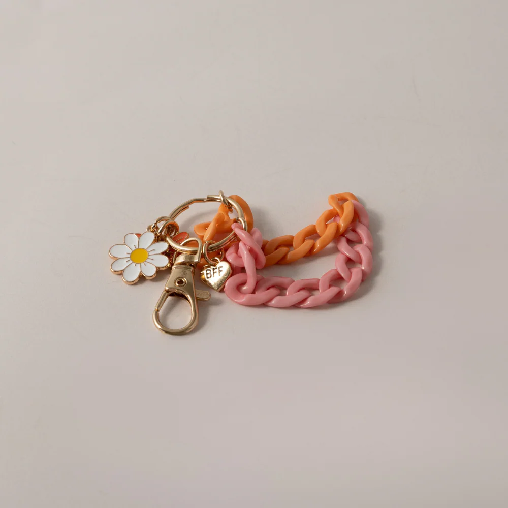 Keychain Flower with Chain - WHITE - Image 2