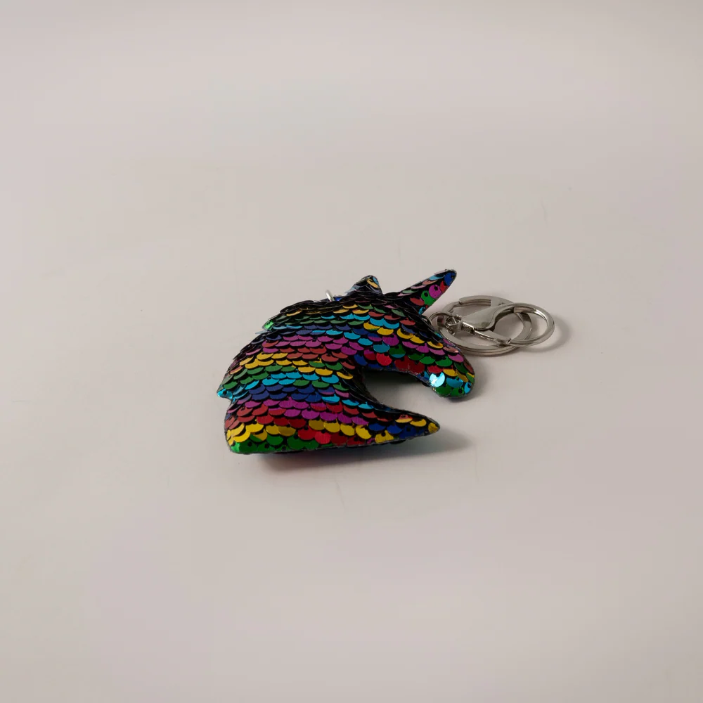 Keychain Sequin Unicorn Head - RAINBOW - Image 2