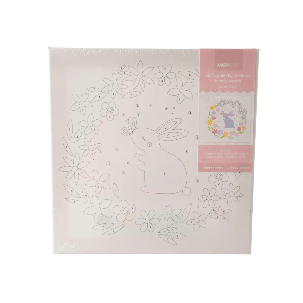 Kids Easter PBN Canvas 25x25 - BUNNY WREATH - Image 2