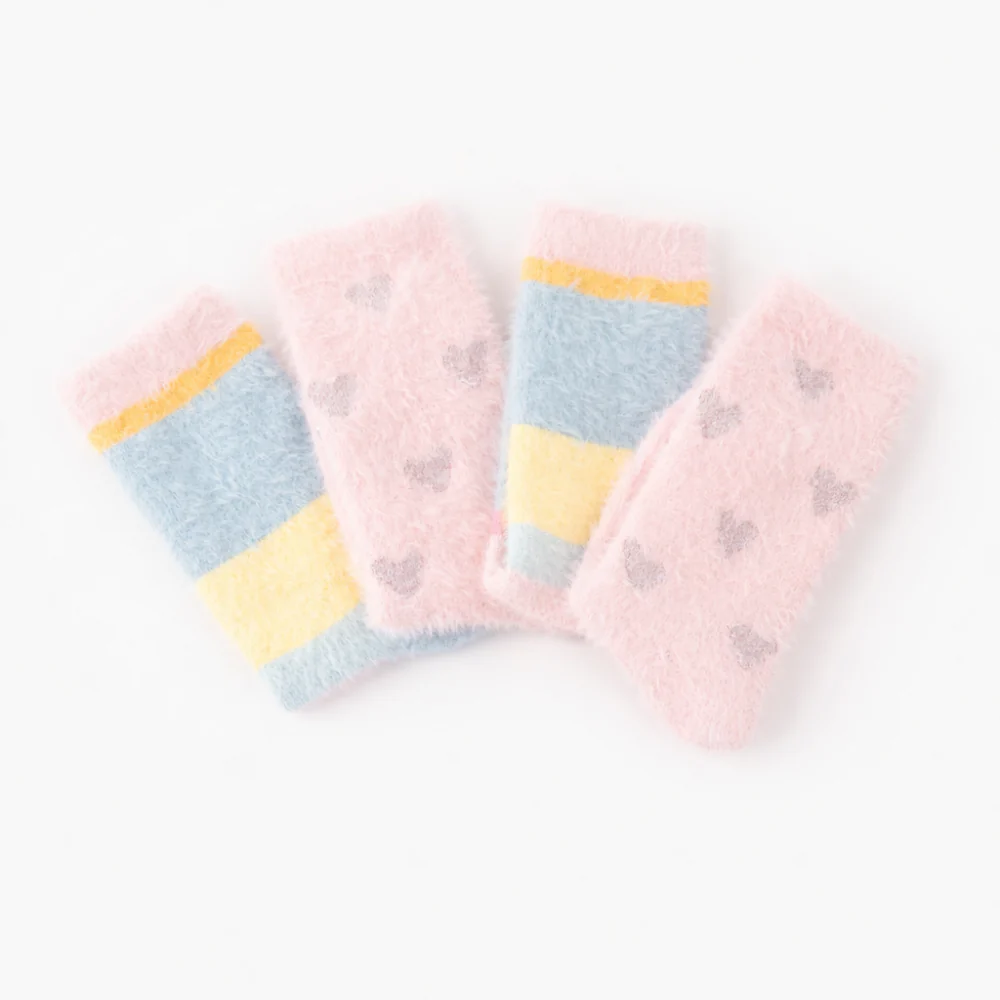 Kids Winter 2pk Bed Socks - HEARTS - Image 4
