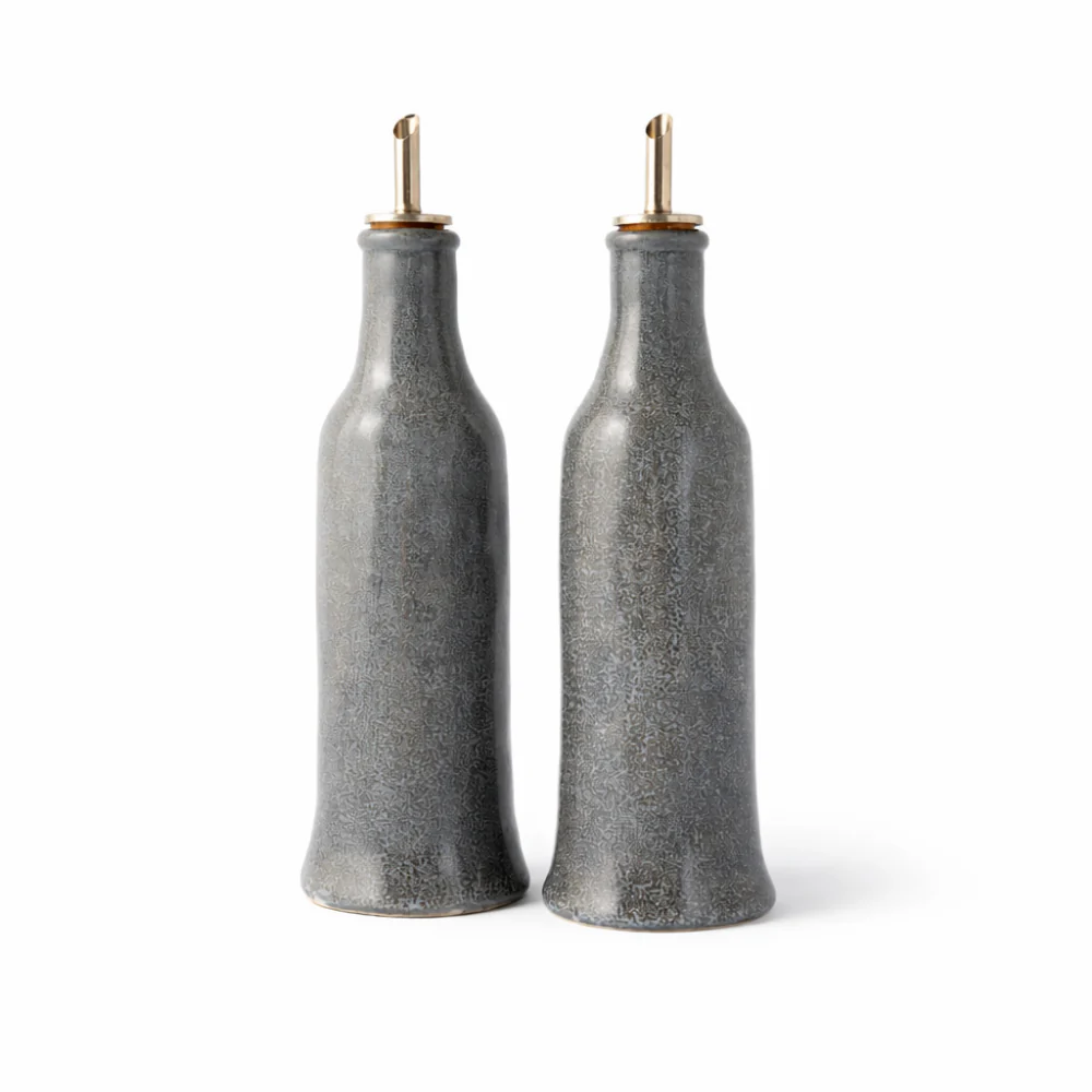 Lake House Collection Ceramic 2pk Oil and Vinegar Set - SLATE SPECKLE