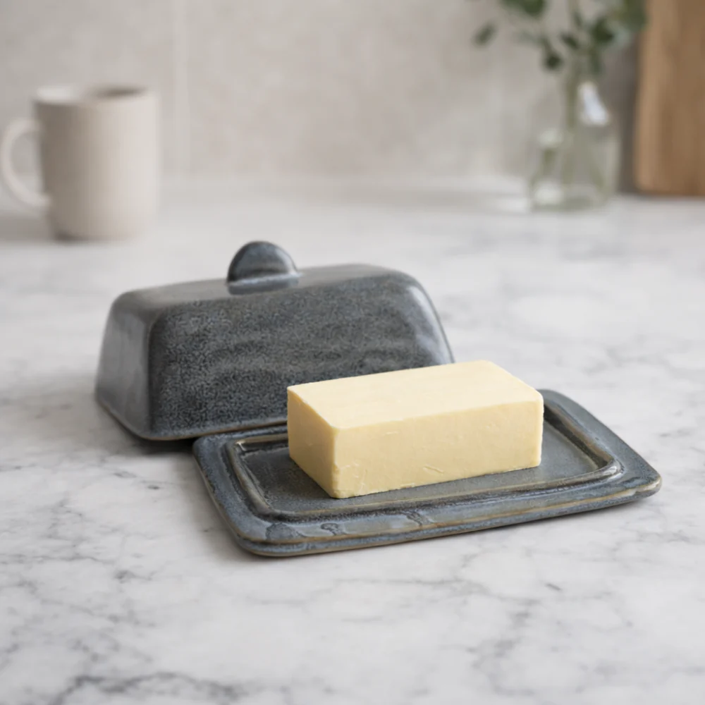 Lake House Collection Ceramic Butter Dish - SLATE SPECKLE - Image 2