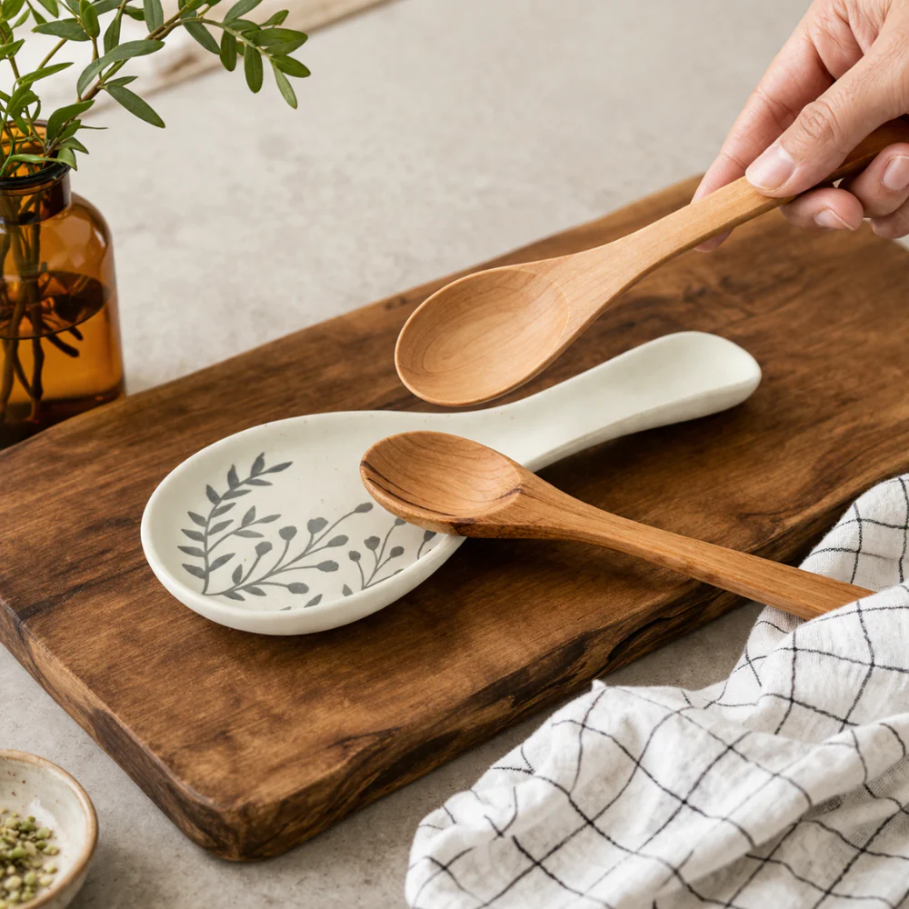 Lake House Collection Ceramic Etched Spoon Rest - Image 2