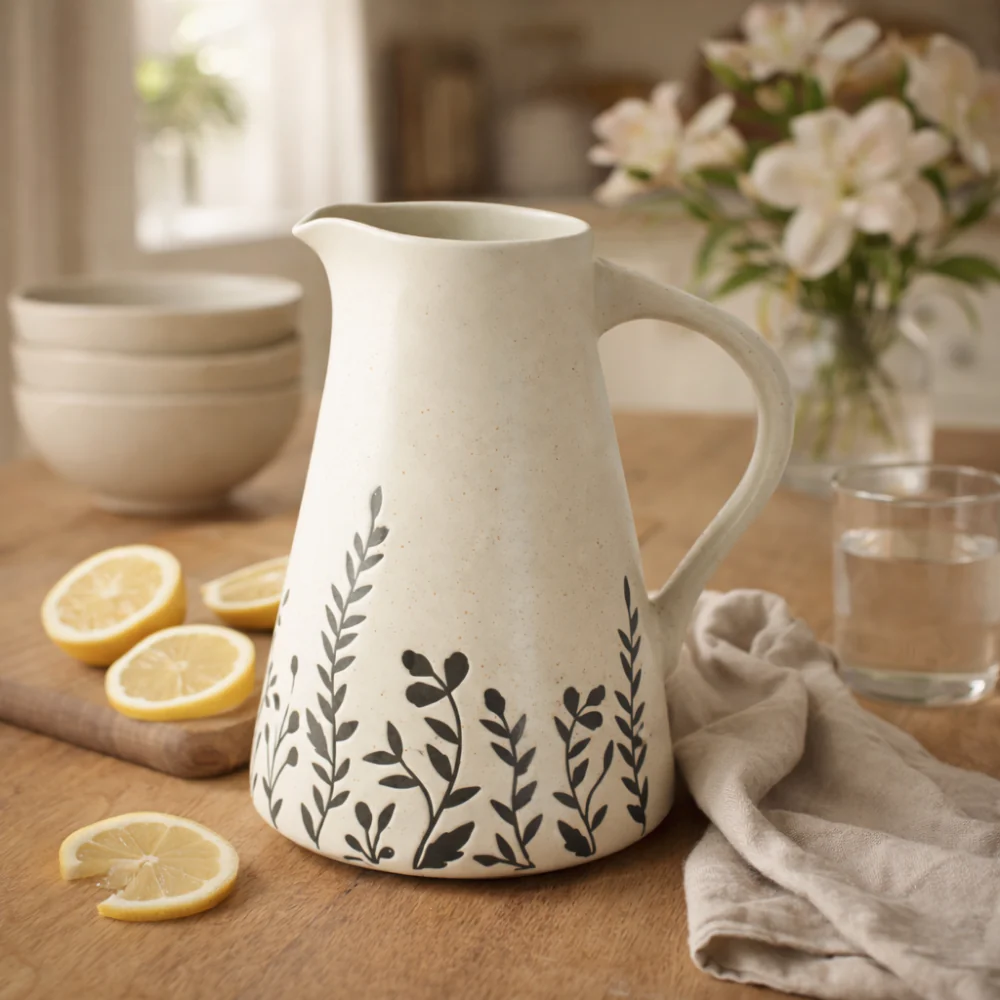 Lake House Collection Ceramic Etched Water Jug - Image 2