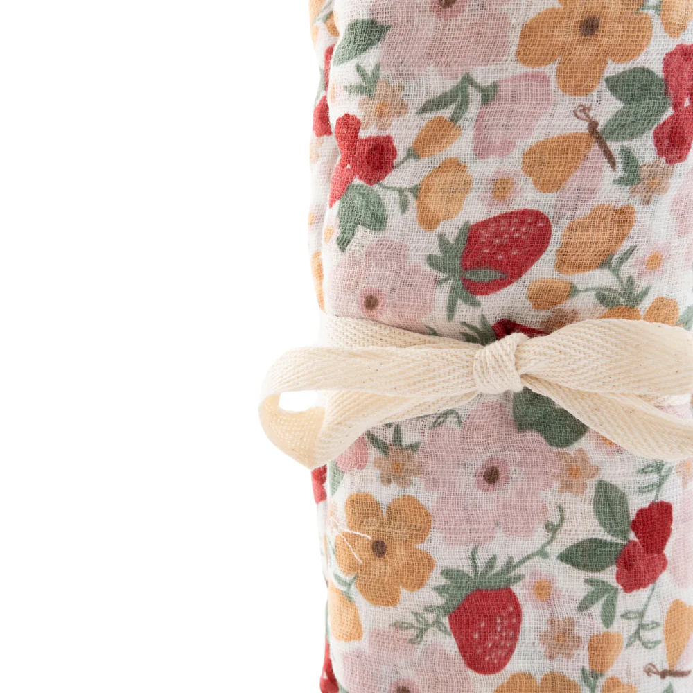 Market Day - Baby Muslin Swaddle - STRAWBERRY FIELDS - Image 3