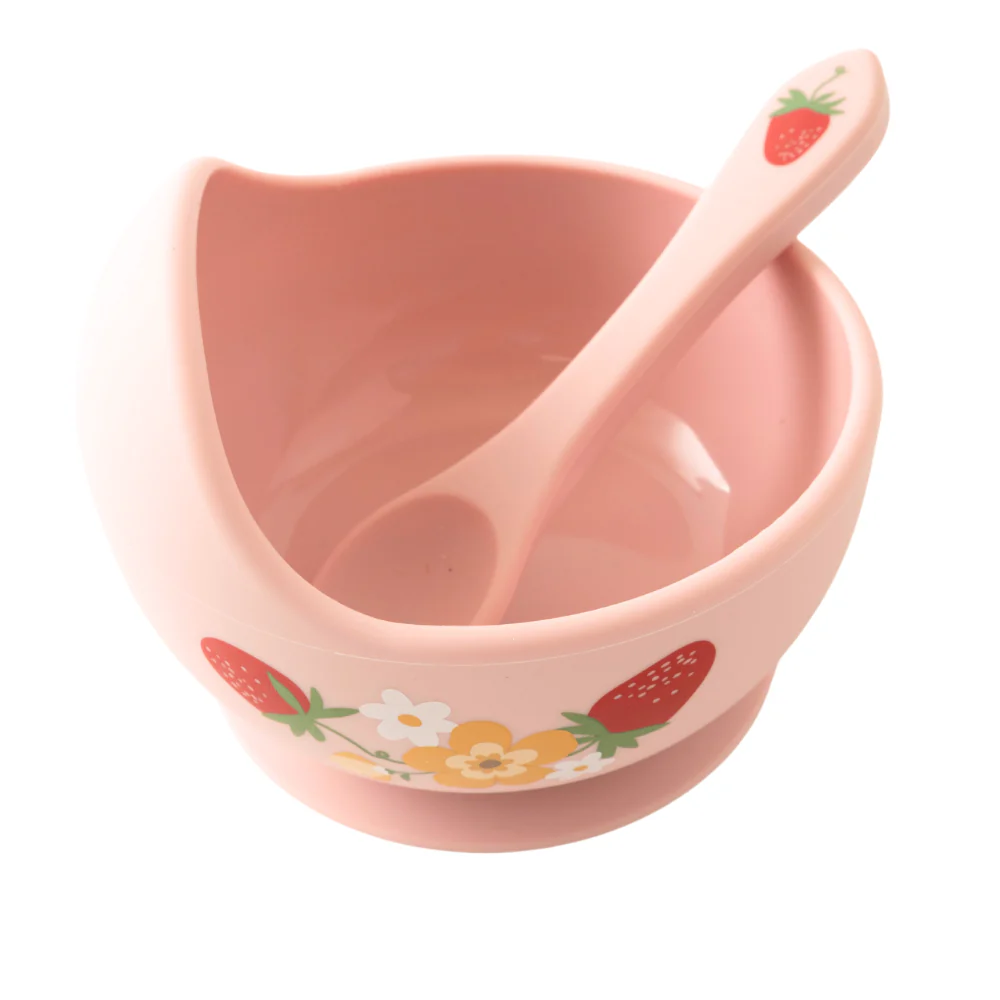 Market Day - Baby Silicone Bowl & Spoon Set - STRAWBERRY - Image 2