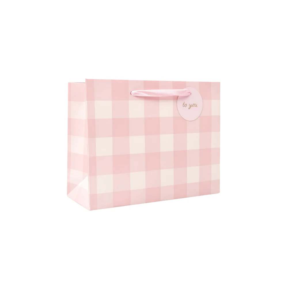 Medium Gift Bag - BLUSH GINGHAM - Image 2