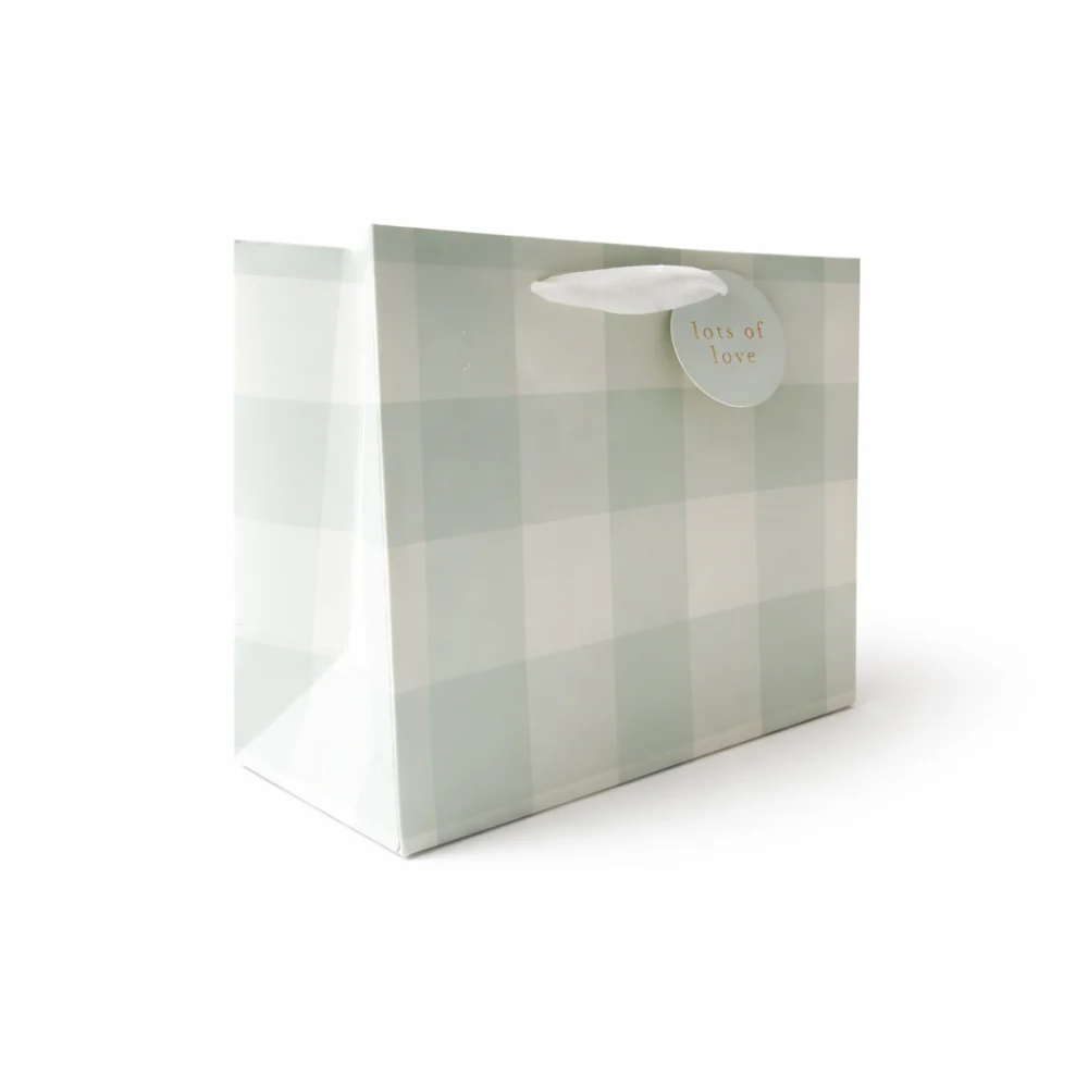 Medium Gift Bag - GREEN GINGHAM - Image 2