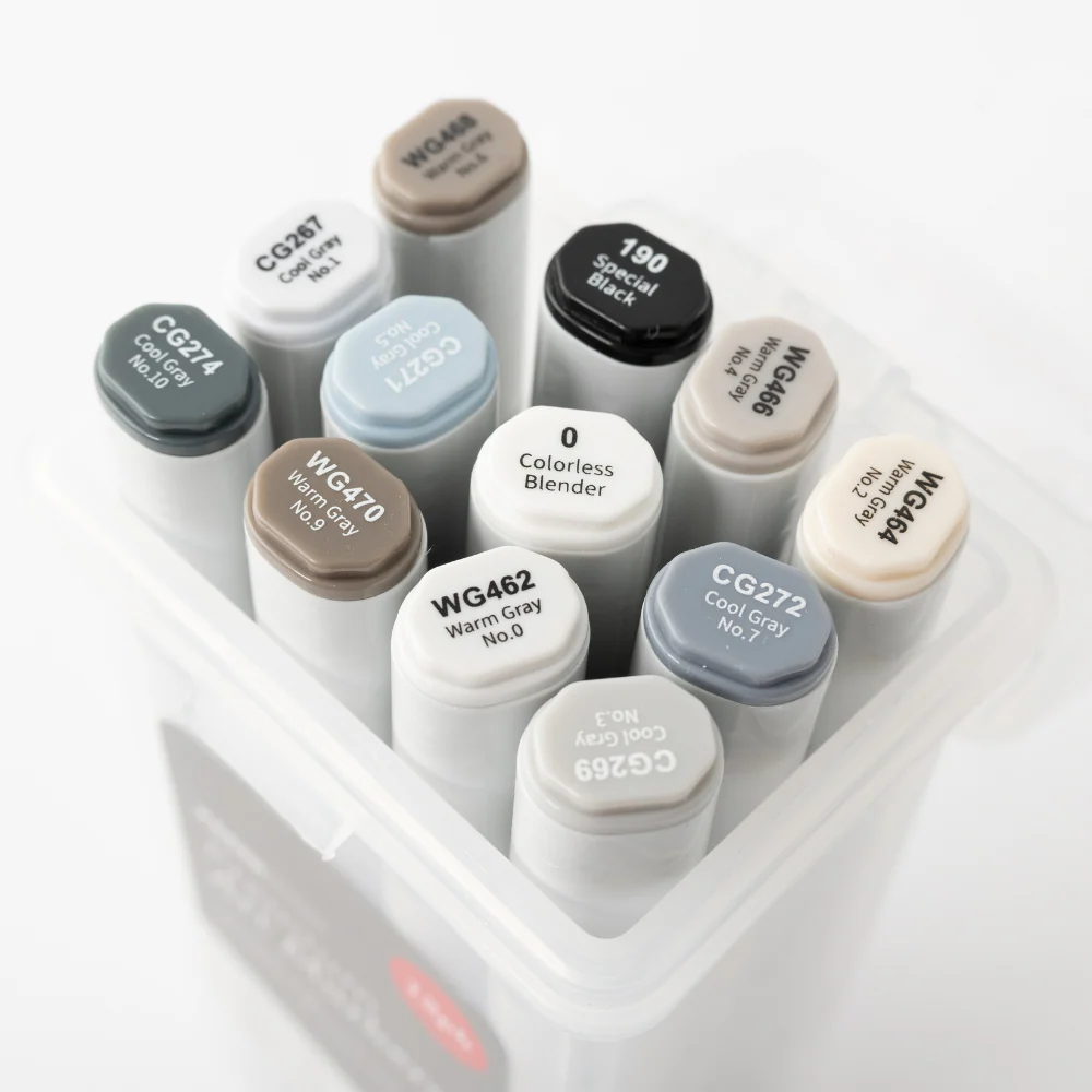 Premium Art Markers 12 Pack - Greyscale - Image 2