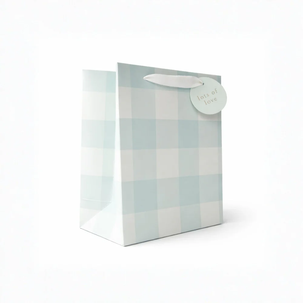 Small Gift Bag - GREEN GINGHAM - Image 2