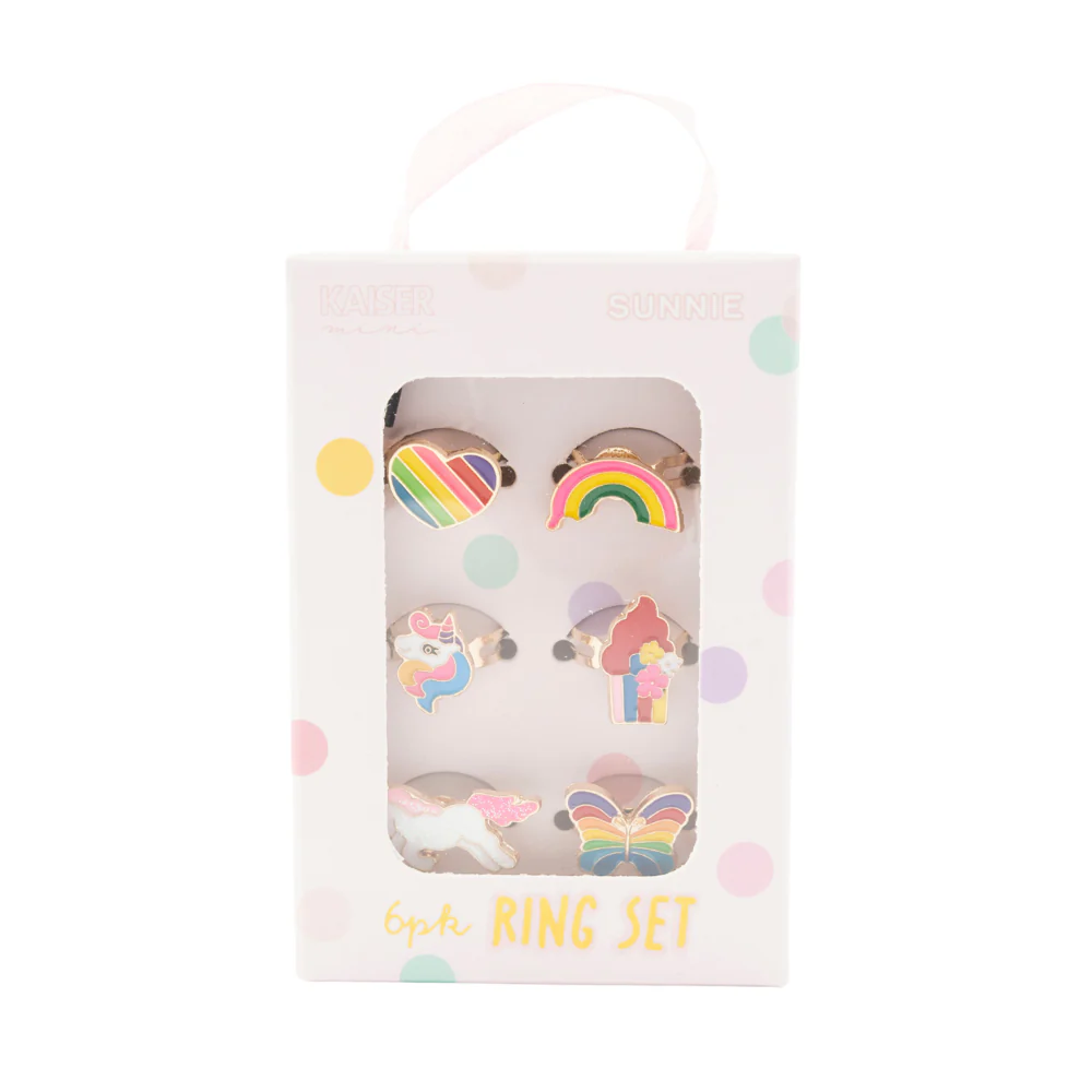 Sunnie Series Ring Set 6pk - RAINBOW UNICORN GOLD - Image 2