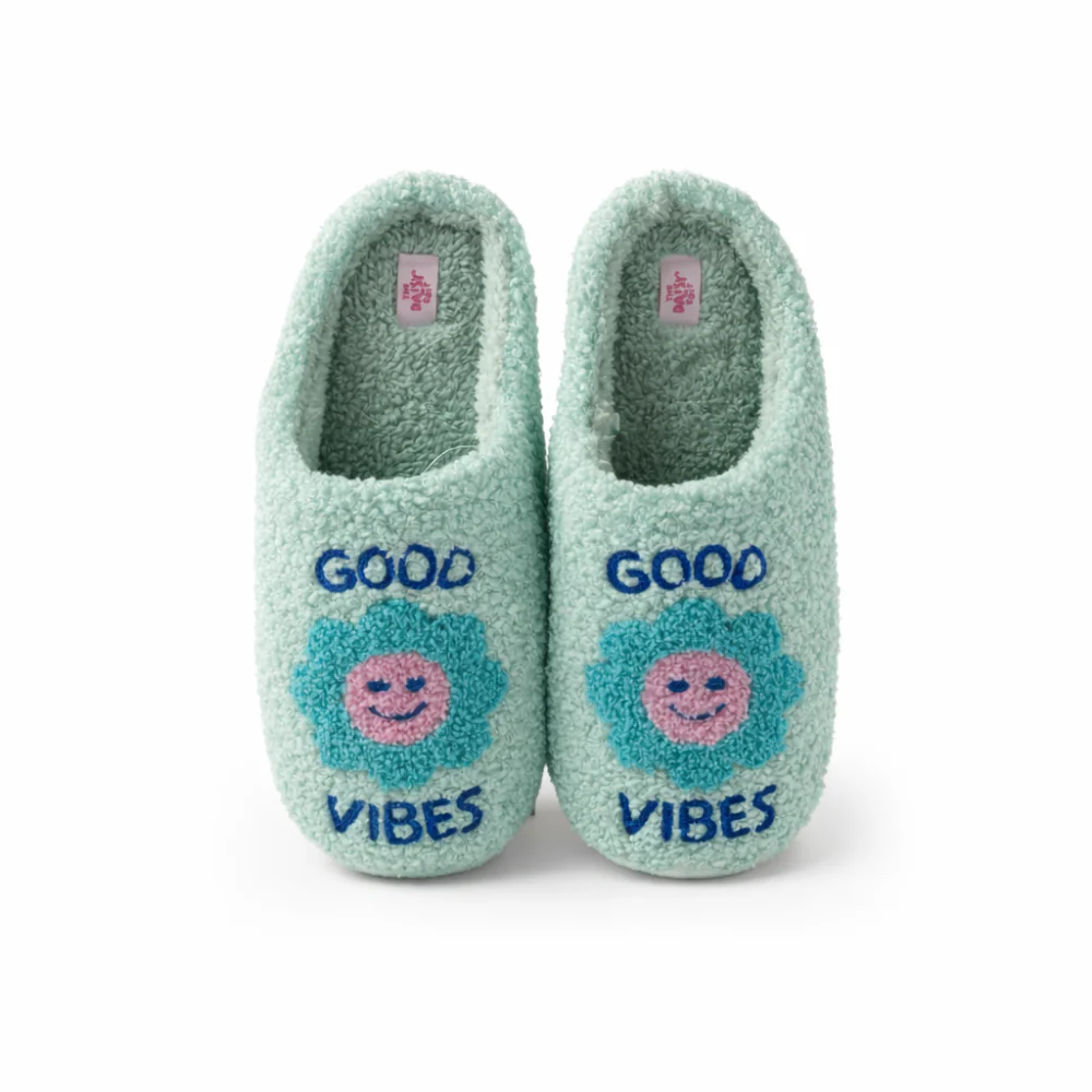 The Daisy Edit Boucle Slippers/Scuffs - GOOD VIBES
