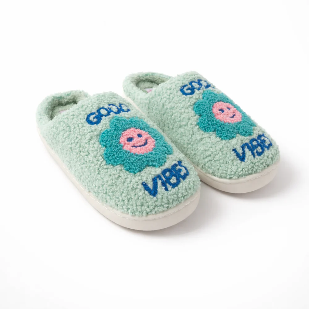 The Daisy Edit Boucle Slippers/Scuffs - GOOD VIBES - Image 2