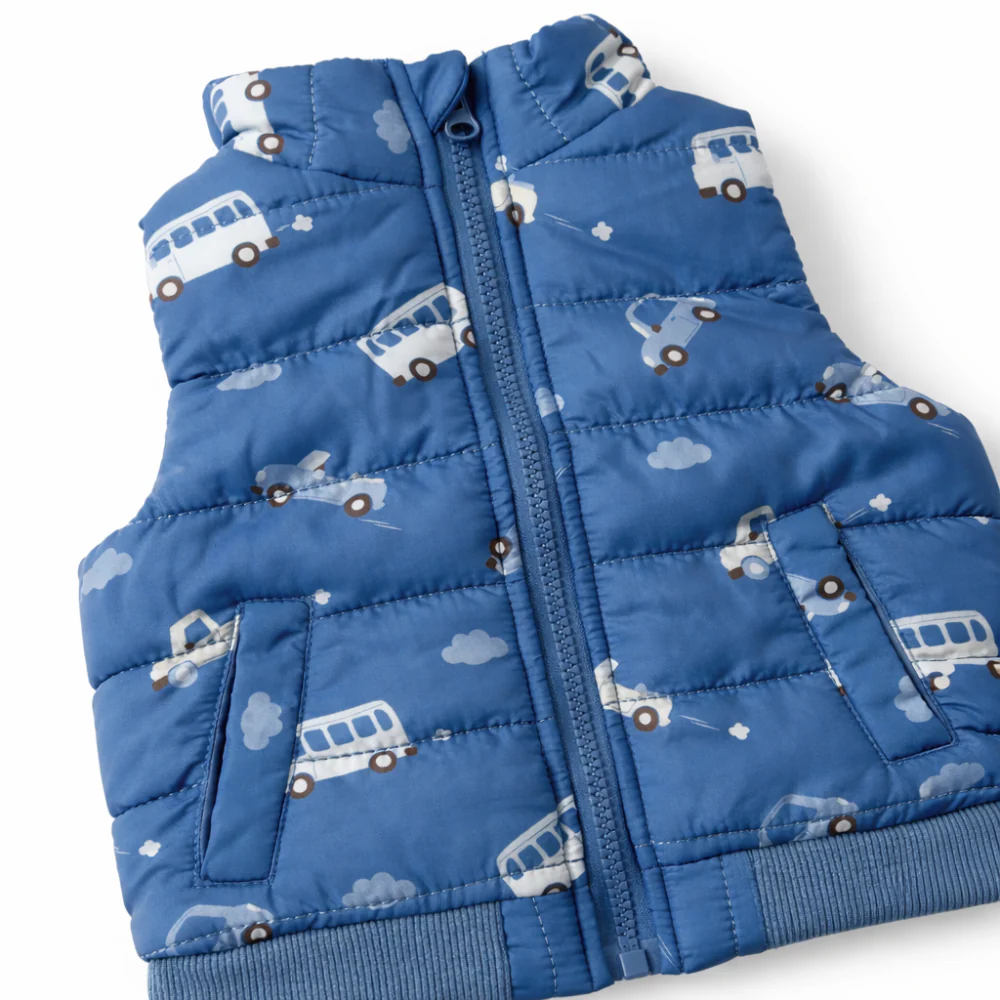 Tiny Tales Baby Puffer Vest - ON THE ROAD - Image 2
