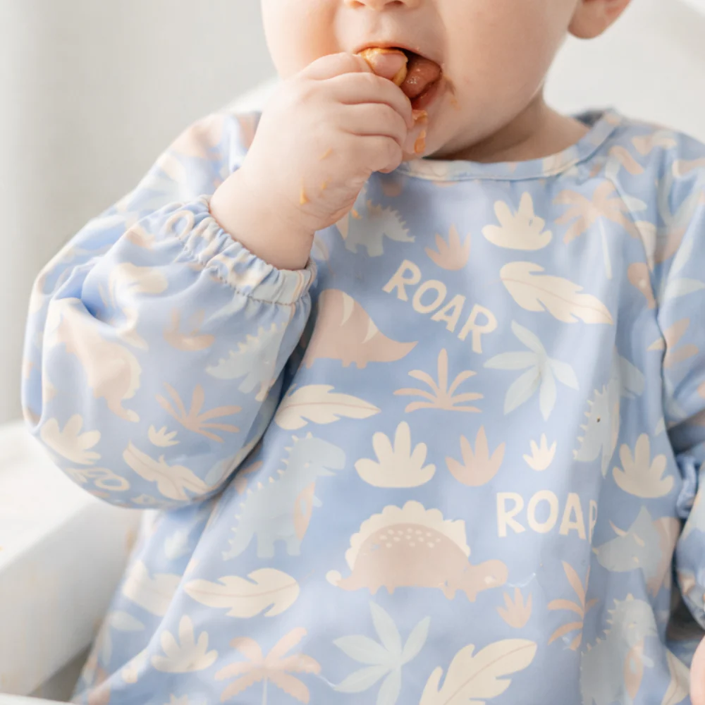 Wonderland Baby Collection Feeding Smock - BLUE DINO - Image 2